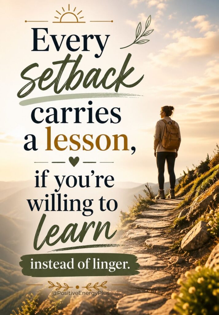 Every setback carries a lesson, if you’re willing to learn instead of linger