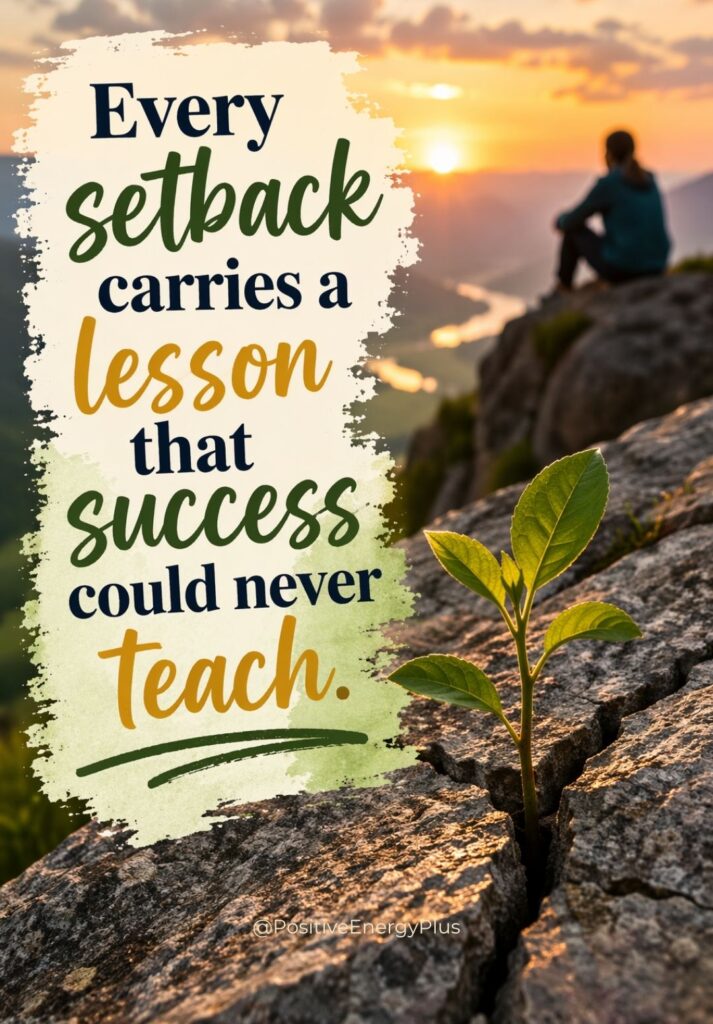 Every setback carries a lesson that success could never teach