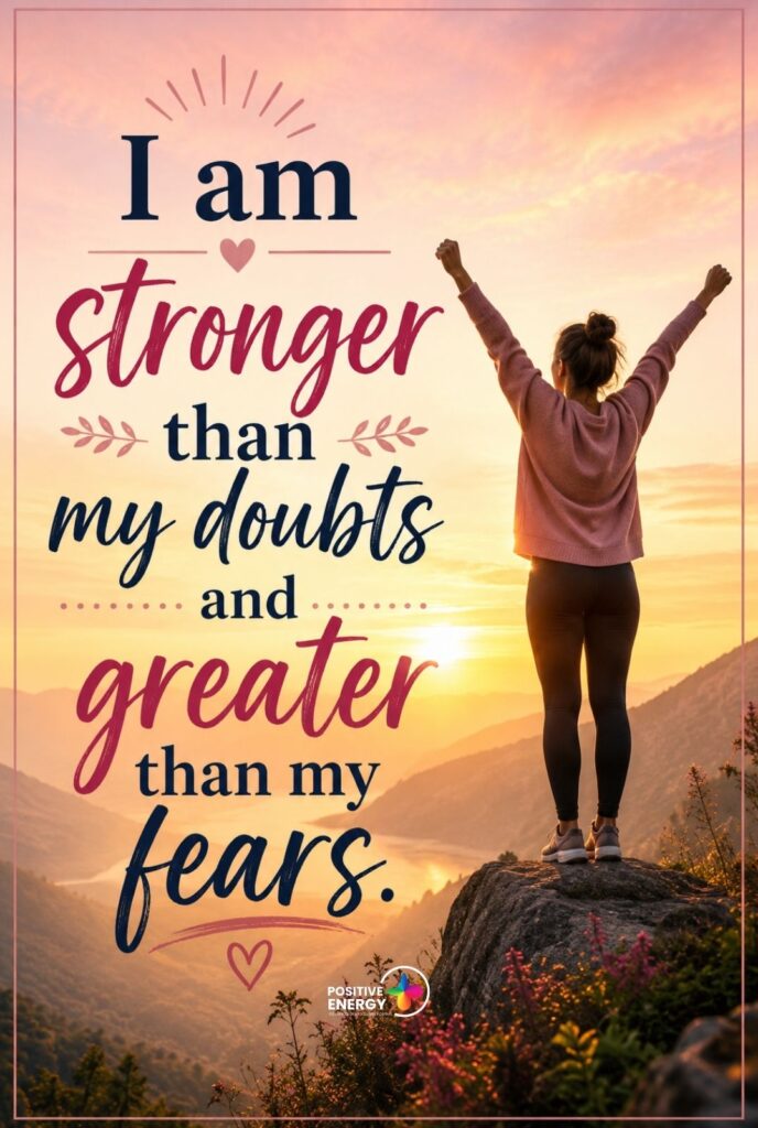I am stronger than my doubts and greater than my fears.