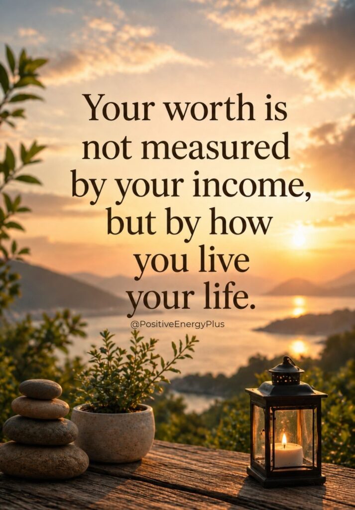 Your worth is not measured by your income, but by how you live your life.