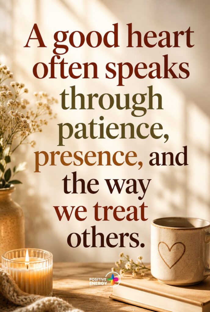 A good heart often speaks through patience, presence, and the way we treat others.