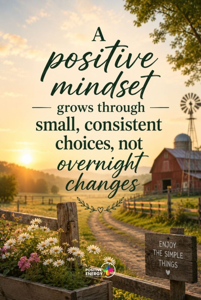 A positive mindset grows through small, consistent choices, not overnight changes