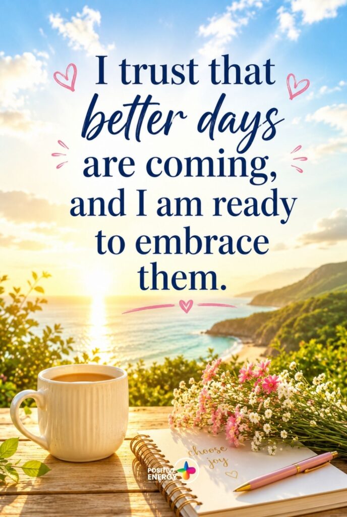 I trust that better days are coming, and I am ready to embrace them