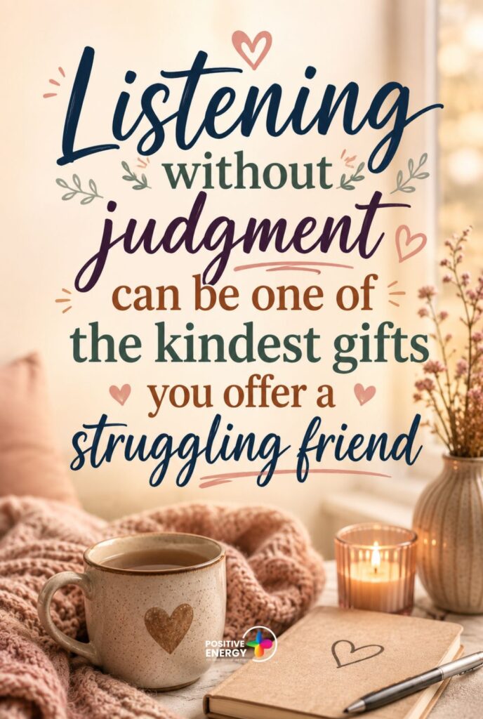 Listening without judgment can be one of the kindest gifts you offer a struggling friend