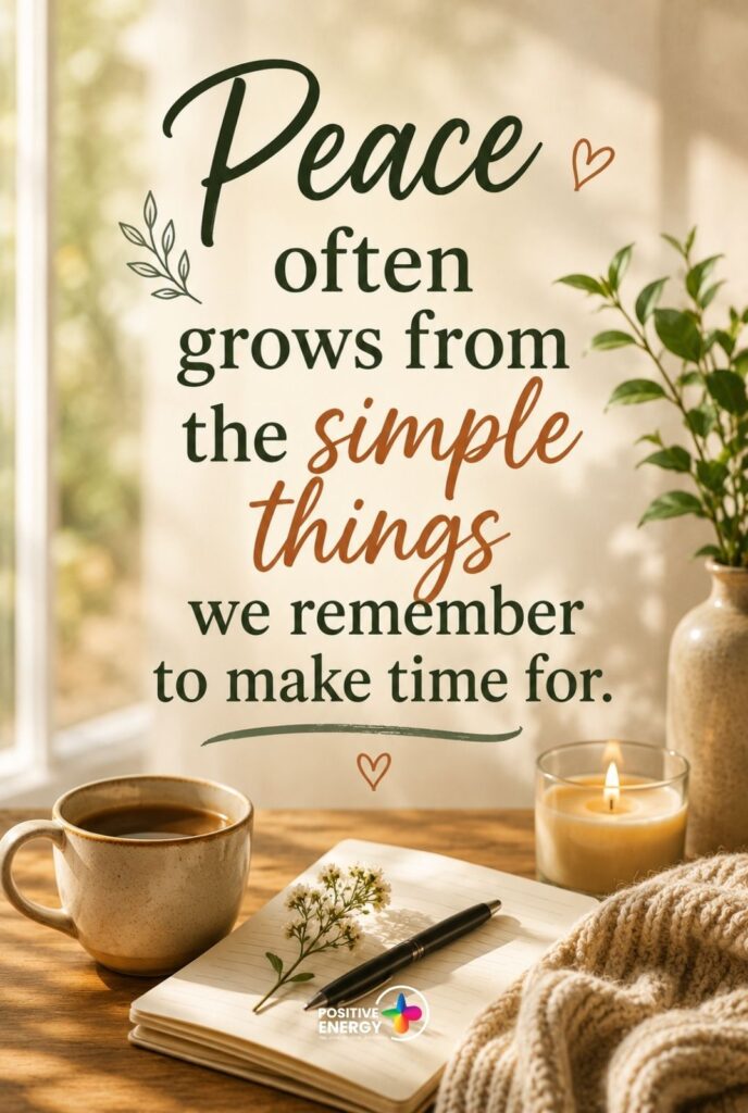 Peace often grows from the simple things we remember to make time for.