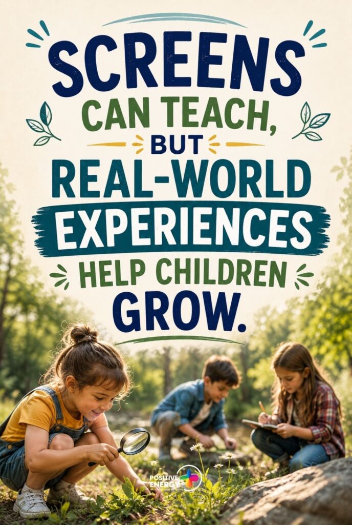 Screens can teach, but real-world experiences help children grow.