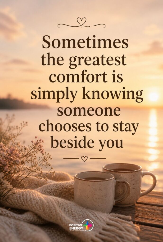 Sometimes the greatest comfort is simply knowing someone chooses to stay beside you