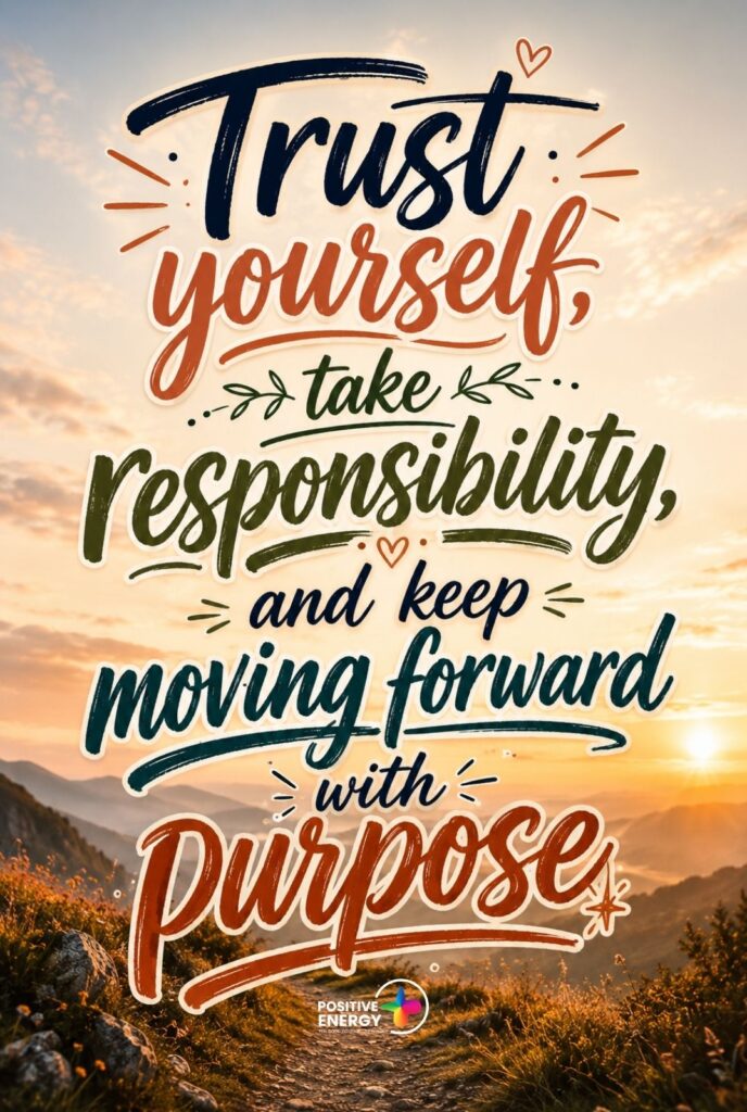 Trust yourself, take responsibility, and keep moving forward with purpose