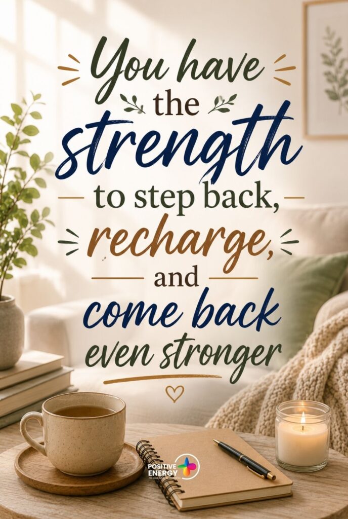 You have the strength to step back, recharge, and come back even stronger