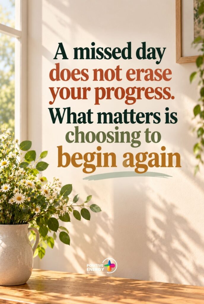 A missed day does not erase your progress. What matters is choosing to begin again