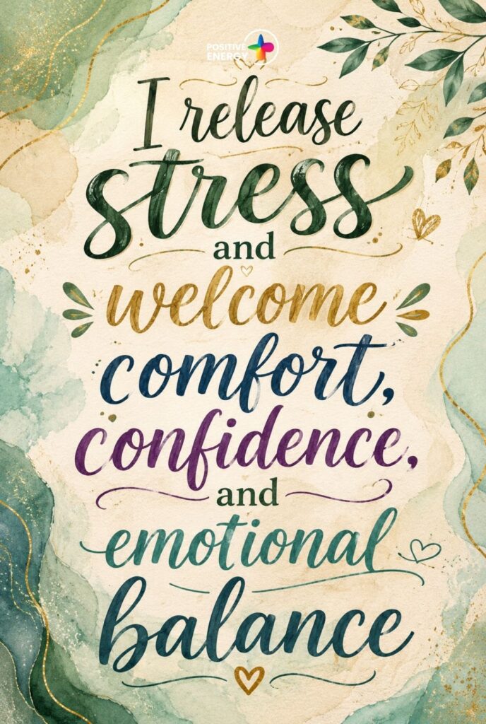 I release stress and welcome comfort, confidence, and emotional balance