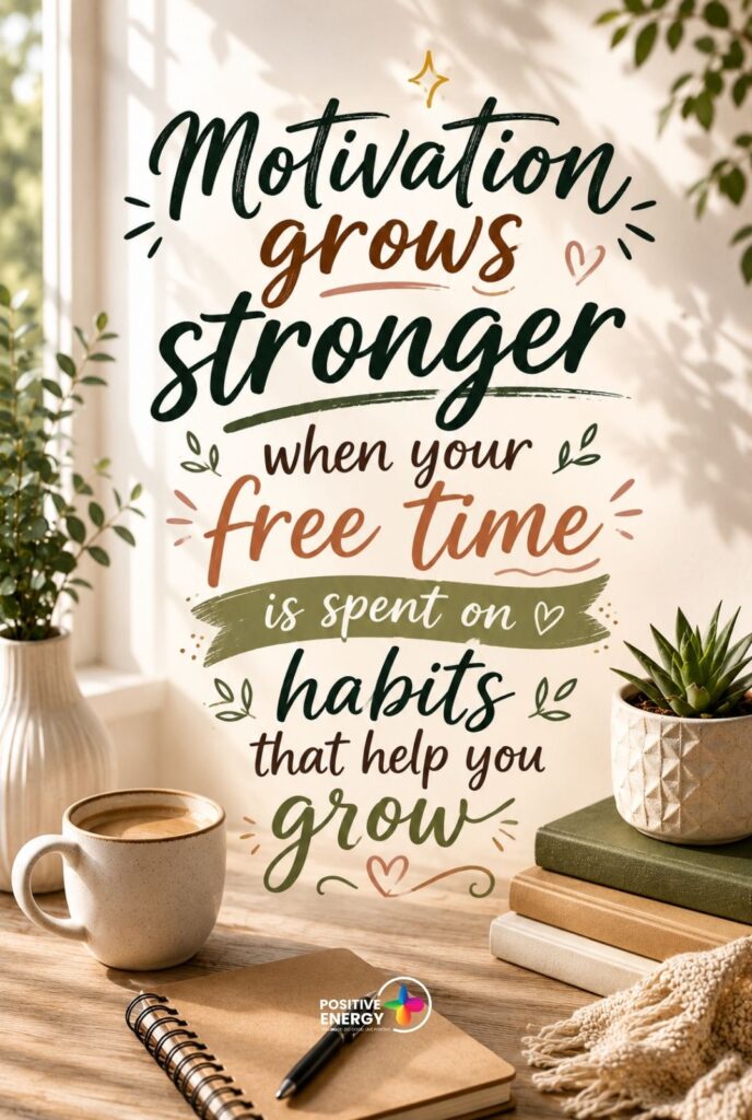 Motivation grows stronger when your free time is spent on habits that help you grow