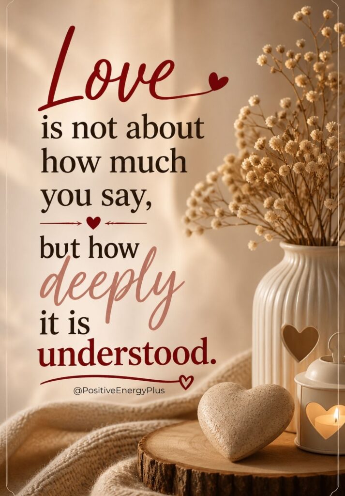 Love is not about how much you say, but how deeply it is understood.