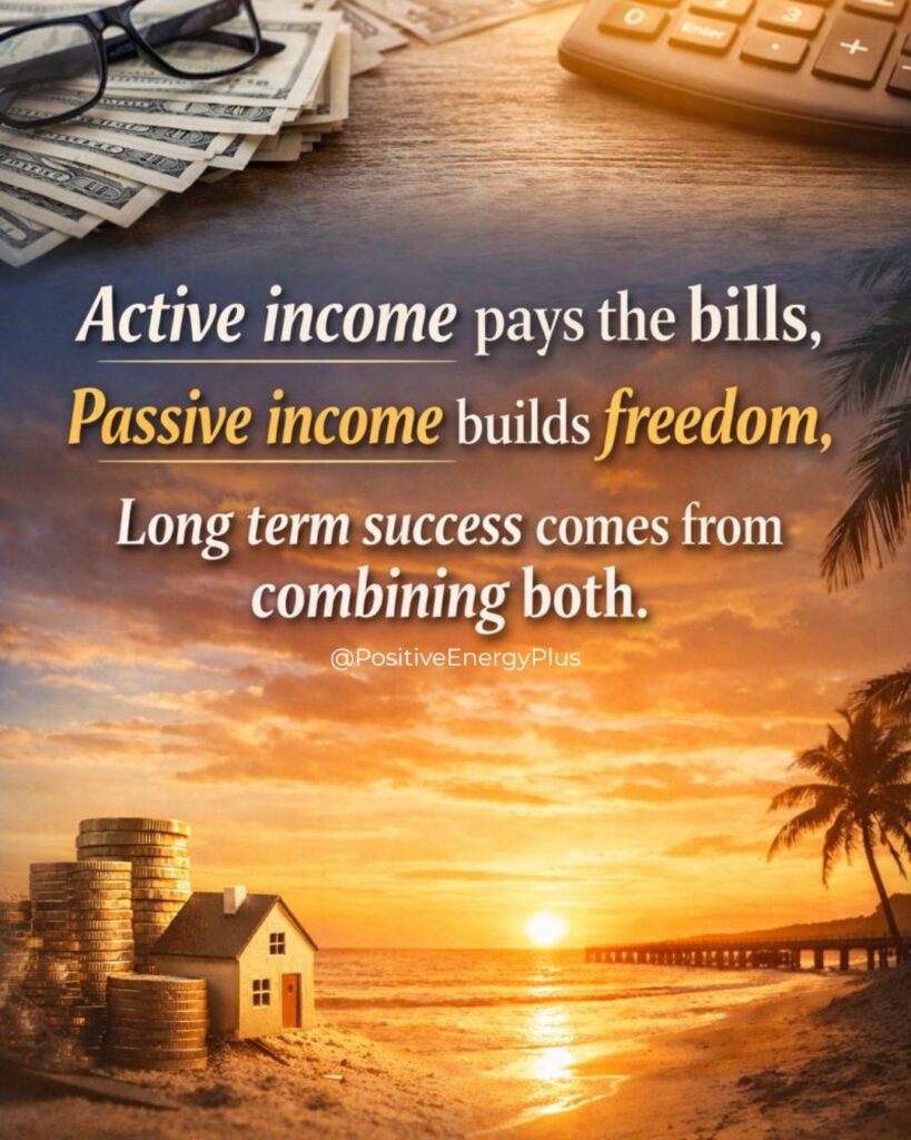 Active income pays the bills, passive income builds freedom, long term success comes from combining both