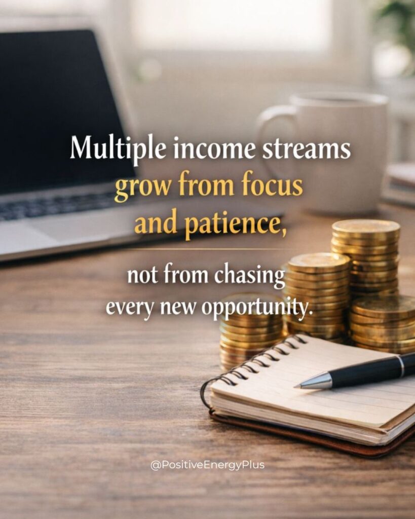 Multiple income streams grow from focus and patience, not from chasing every new opportunity