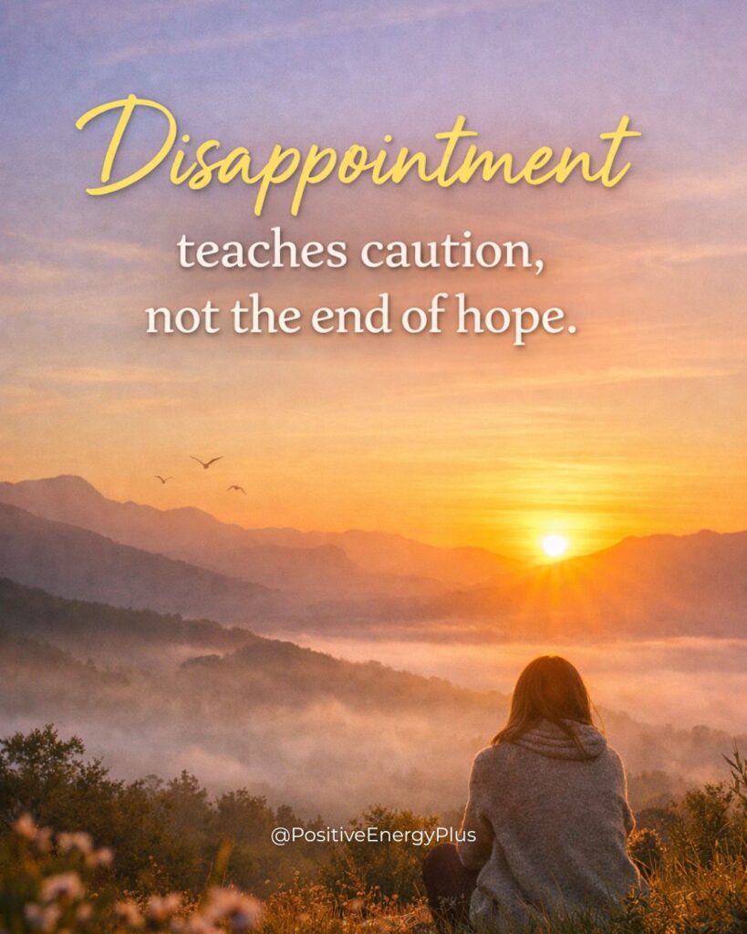 Disappointment teaches caution, not the end of hope.