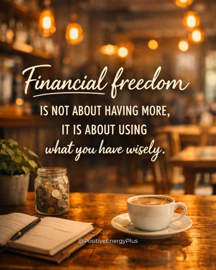 Financial freedom is not about having more, it is about using what you have wisely.