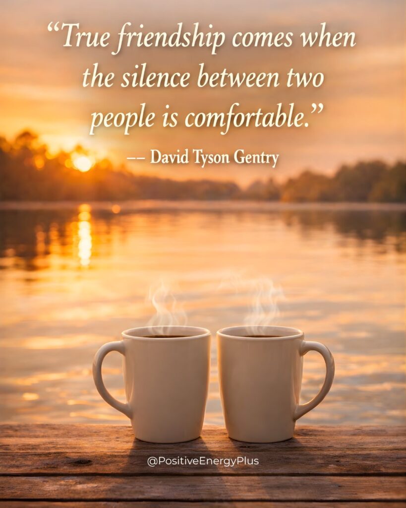 True friendship comes when the silence between two people is comfortable.” — David Tyson Gentry