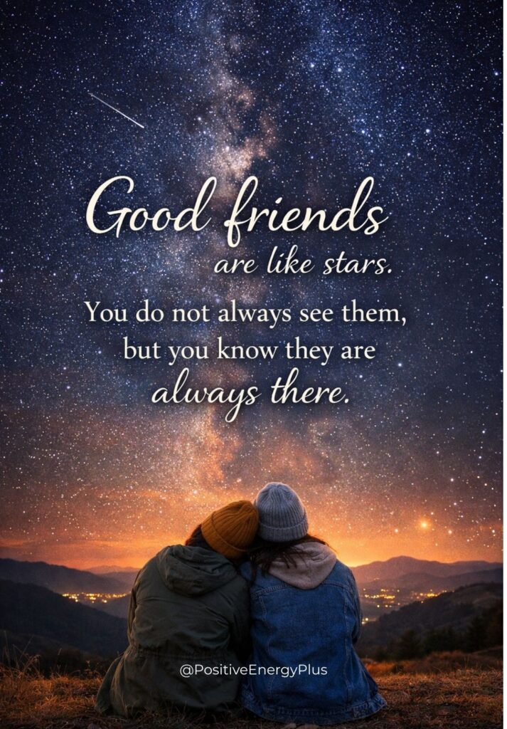 Good friends are like stars. You do not always see them, but you know they are always there