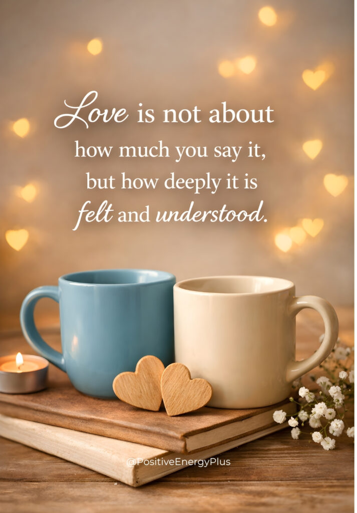 Love is not about how much you say it, but how deeply it is felt and understood.