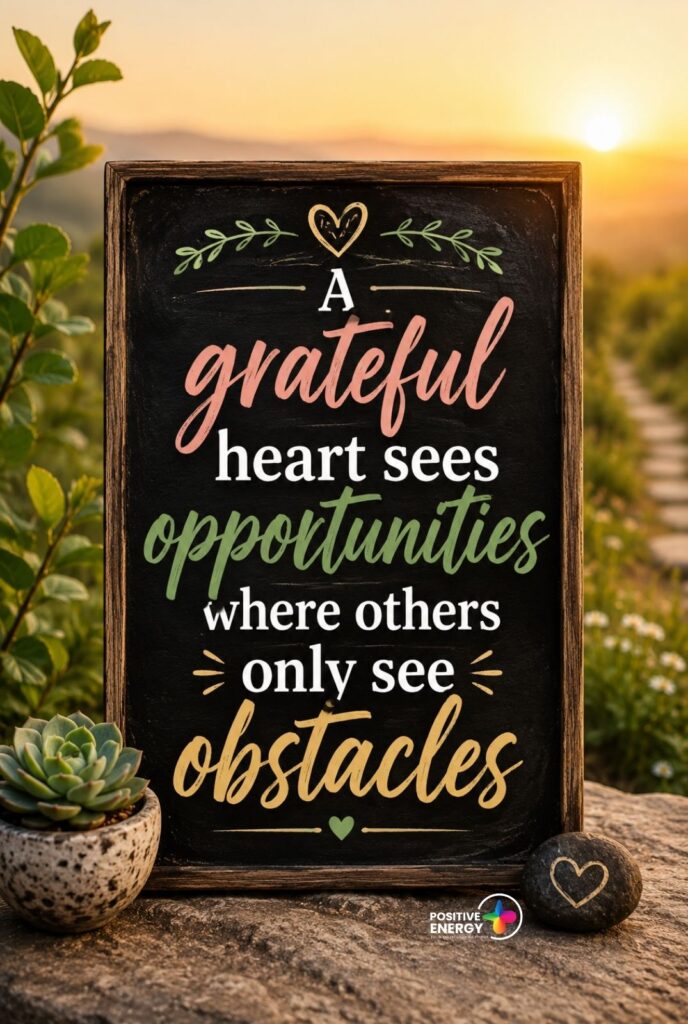A grateful heart sees opportunities where others only see obstacles