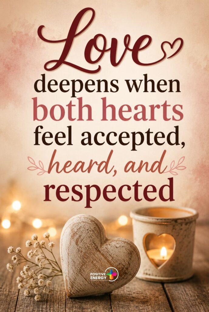 Love deepens when both hearts feel accepted, heard, and respected